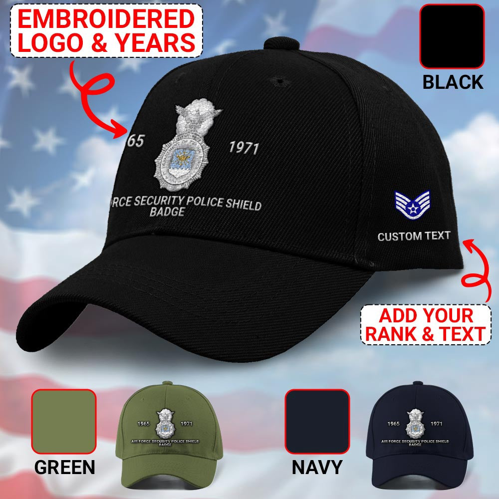 Us Air Force Cap, Customized Air Force Security Police Shield Badge Embroidered Cap, Embroidered Dad Hat