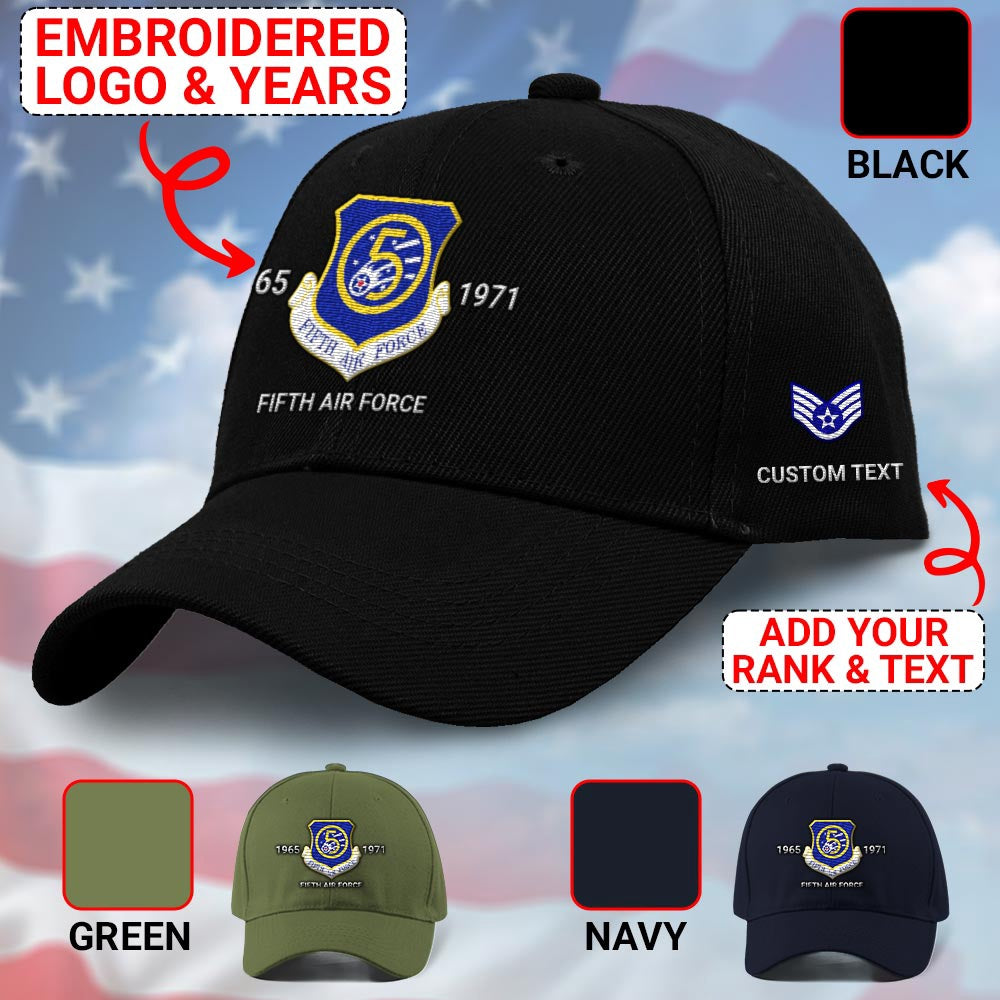 Us Air Force Cap, Customized Fifth Air Force Embroidered Cap, Embroidered Dad Hat