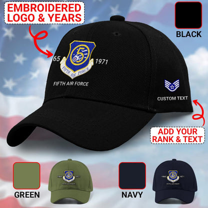 Us Air Force Cap, Customized Fifth Air Force Embroidered Cap, Embroidered Dad Hat