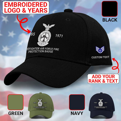 Us Air Force Cap, Customized Firefighter Air Force Fire Protection Badge Embroidered Cap, Embroidered Dad Hat