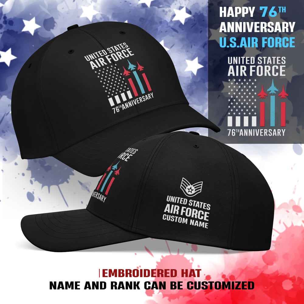 Us Air Force Cap, Customized Happy 76Th US Air Force Birthday Collection Embroidered Cap, Embroidered Dad Hat