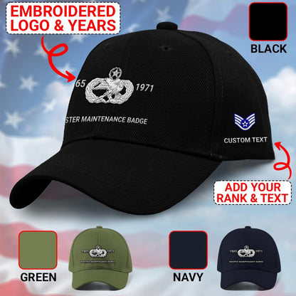 Us Air Force Cap, Customized Master Maintenance Badge Embroidered Cap, Embroidered Dad Hat