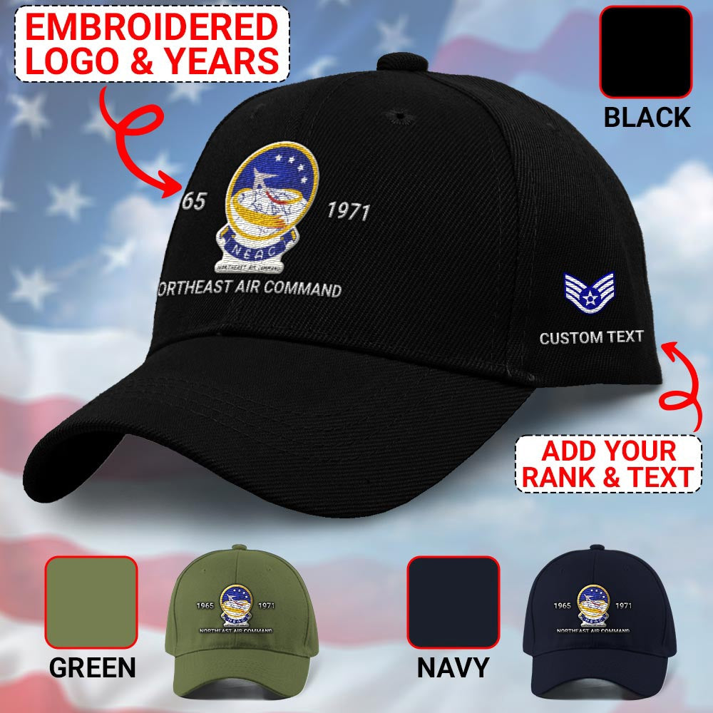 Us Air Force Cap, Customized Northeast Air Command Embroidered Cap, Embroidered Dad Hat