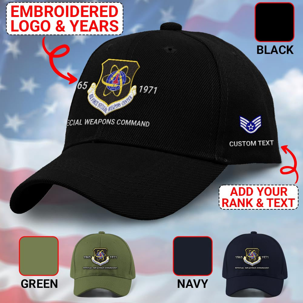 Us Air Force Cap, Customized Special Weapons Command Embroidered Cap, Embroidered Dad Hat