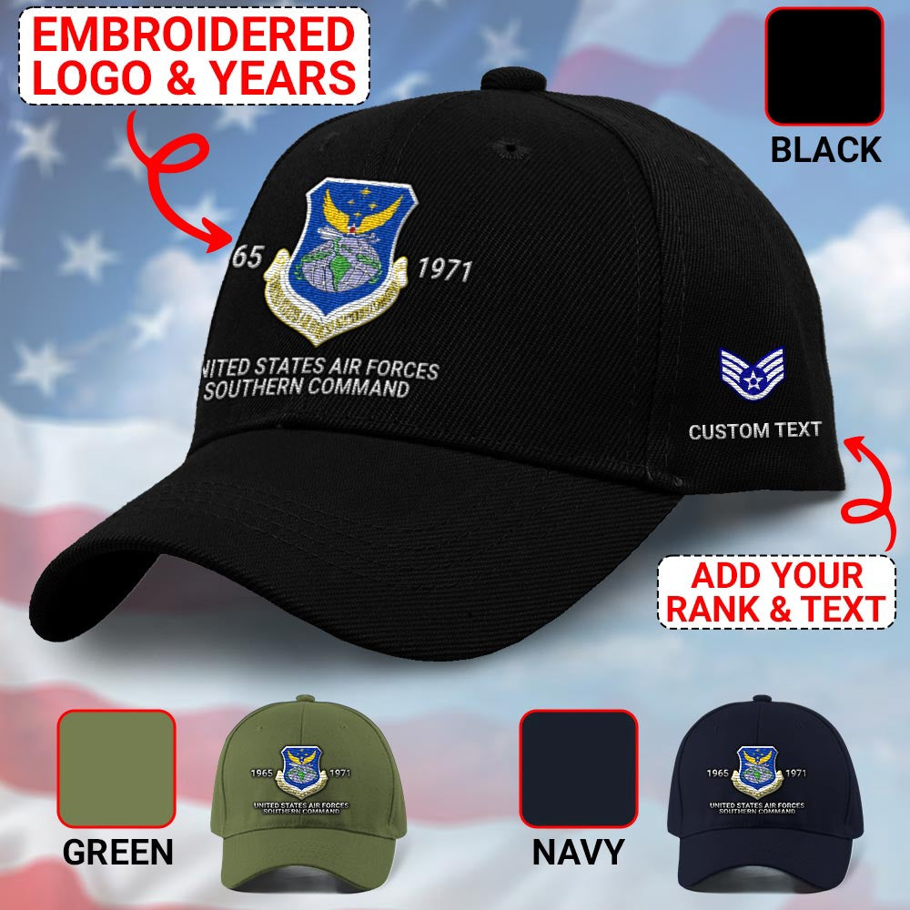 Us Air Force Cap, Customized United States Air Forces Southern Command Embroidered Cap, Embroidered Dad Hat