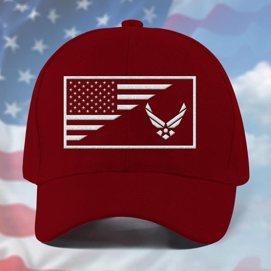 Us Air Force Cap, Customized Us Air Force Red Embroidered Cap, Embroidered Dad Hat