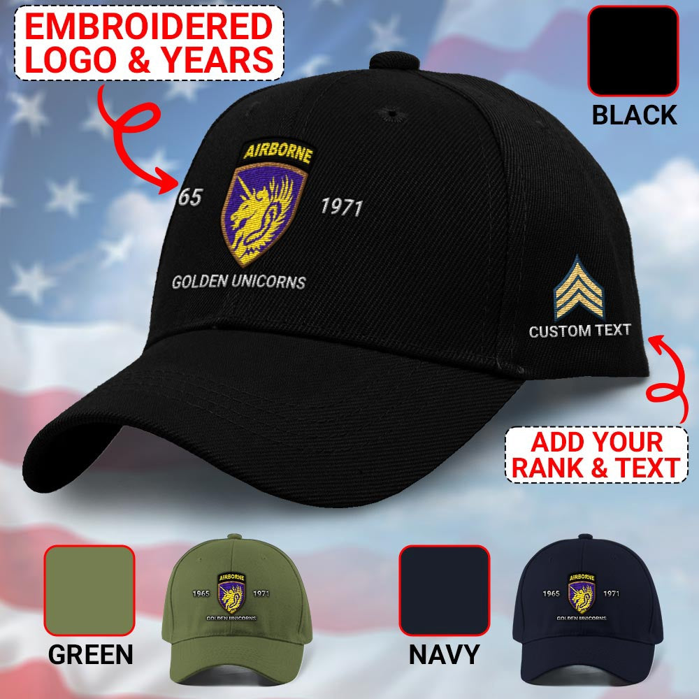 Us Army Veteran Caps, Customized 13Th Airborne Division Golden Unicorns Embroidered Cap, Embroidered Dad Hat