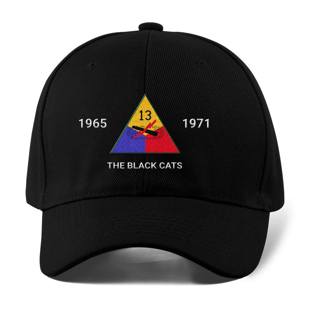 Us Army Veteran Caps, Customized 13Th Armored Division The Black Cats Embroidered Cap, Embroidered Dad Hat