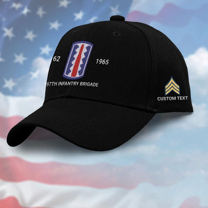 Us Army Veteran Caps, Customized 197Th Infantry Brigade Embroidered Cap, Embroidered Dad Hat