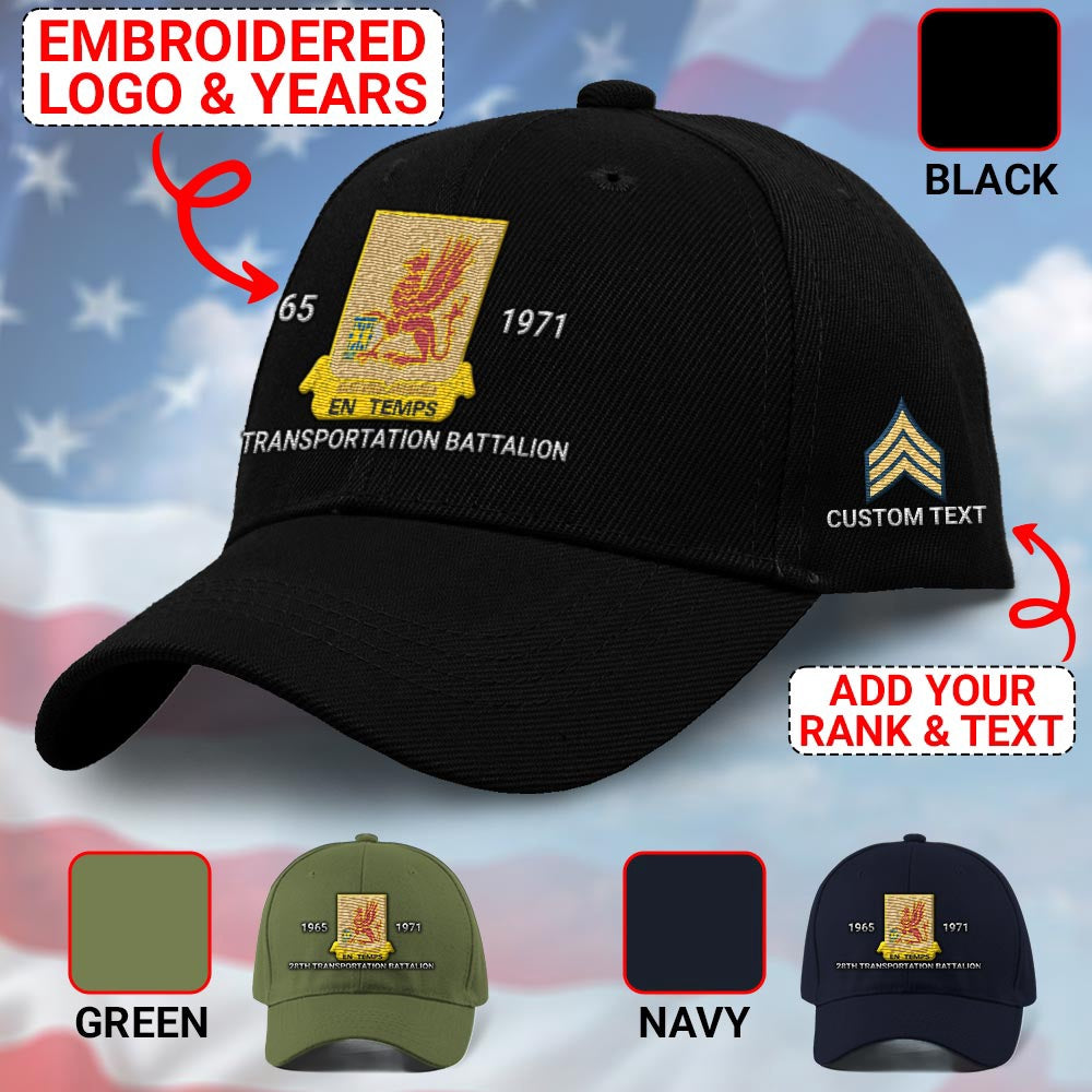 Us Army Veteran Caps, Customized 28Th Transportation Battalion Embroidered Cap, Embroidered Dad Hat