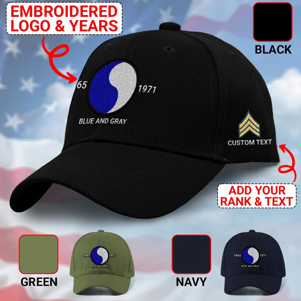 Us Army Veteran Caps, Customized 29Th Infantry Division Blue And Gray Embroidered Cap, Embroidered Dad Hat