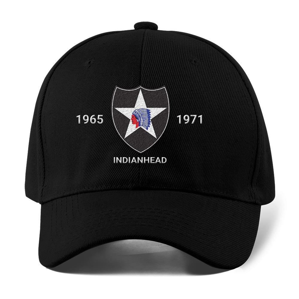 Us Army Veteran Caps, Customized 2Nd Infantry Division Indianhead Embroidered Cap, Embroidered Dad Hat