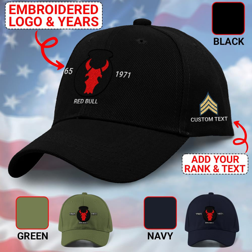 Us Army Veteran Caps, Customized 34Th Infantry Division Red Bull Embroidered Cap, Embroidered Dad Hat
