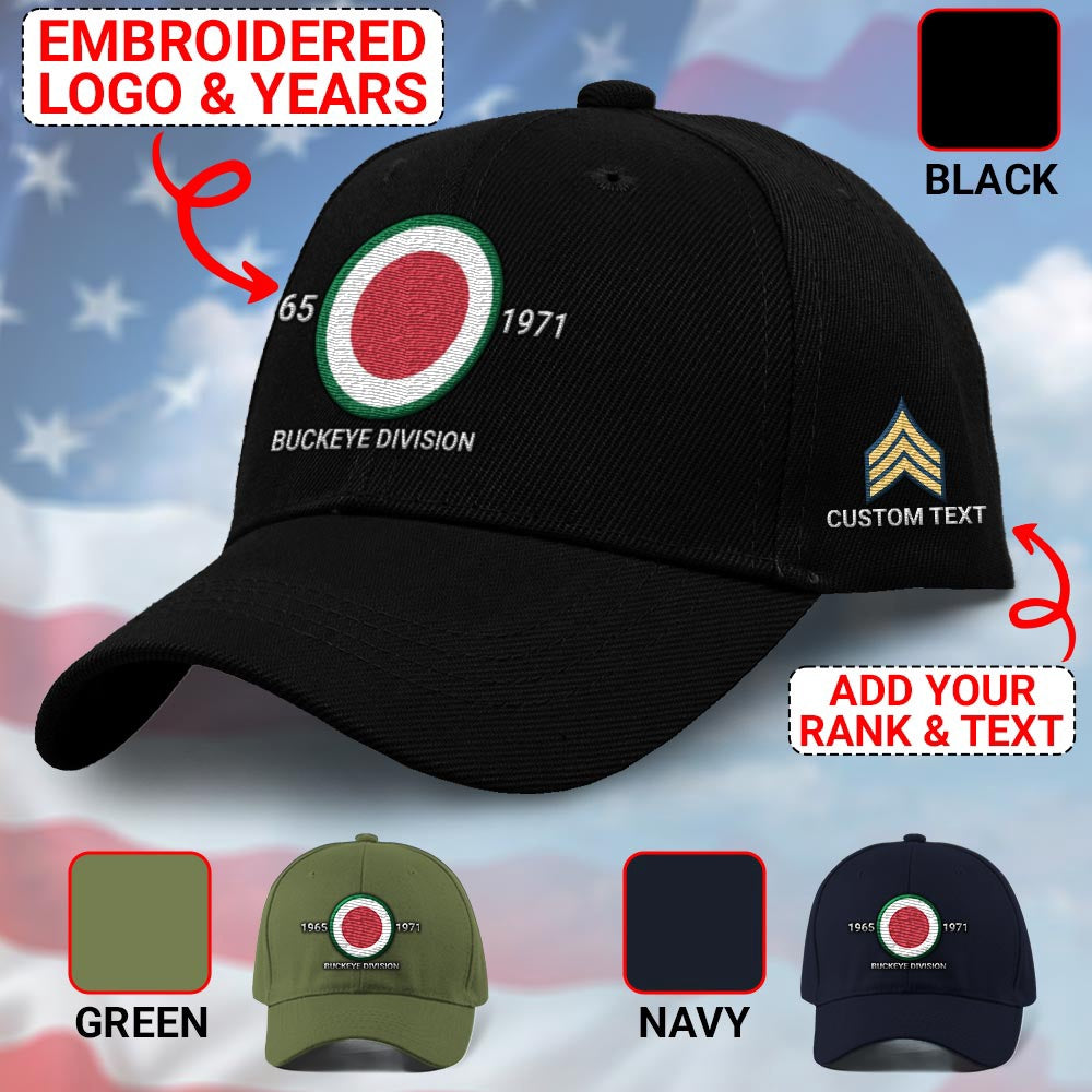 Us Army Veteran Caps, Customized 37Th Infantry Division Buckeye Division Embroidered Cap, Embroidered Dad Hat