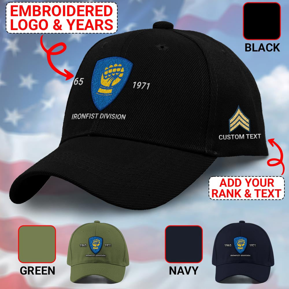 Us Army Veteran Caps, Customized 46Th Infantry Division Ironfist Division Embroidered Cap, Embroidered Dad Hat
