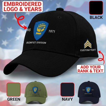 Us Army Veteran Caps, Customized 46Th Infantry Division Ironfist Division Embroidered Cap, Embroidered Dad Hat