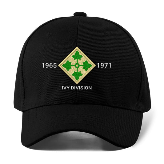 Us Army Veteran Caps, Customized 4Th Infantry Division Ivy Division Embroidered Cap, Embroidered Dad Hat