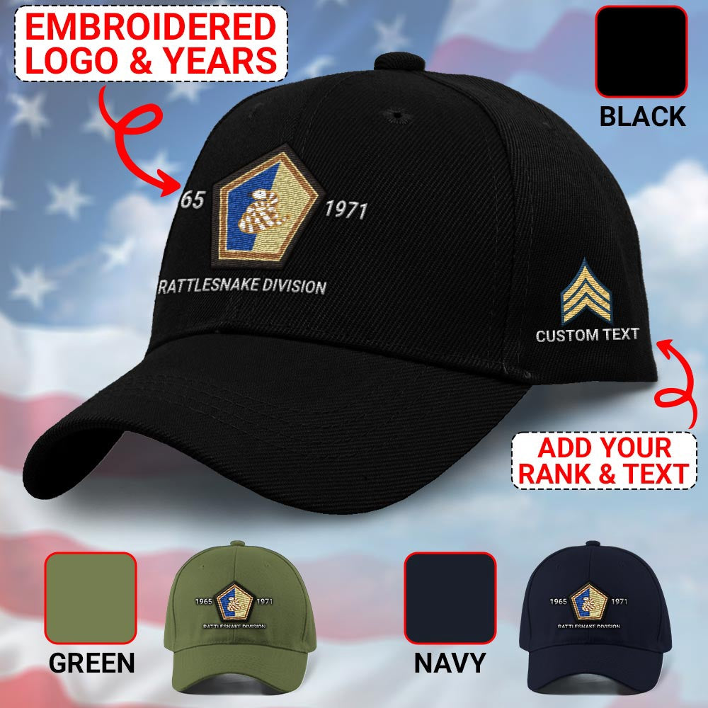 Us Army Veteran Caps, Customized 51St Infantry Division Rattlesnake Division Embroidered Cap, Embroidered Dad Hat