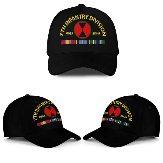 Us Army Veteran Caps, Customized 7Th Infantry Division Embroidered Cap, Embroidered Dad Hat