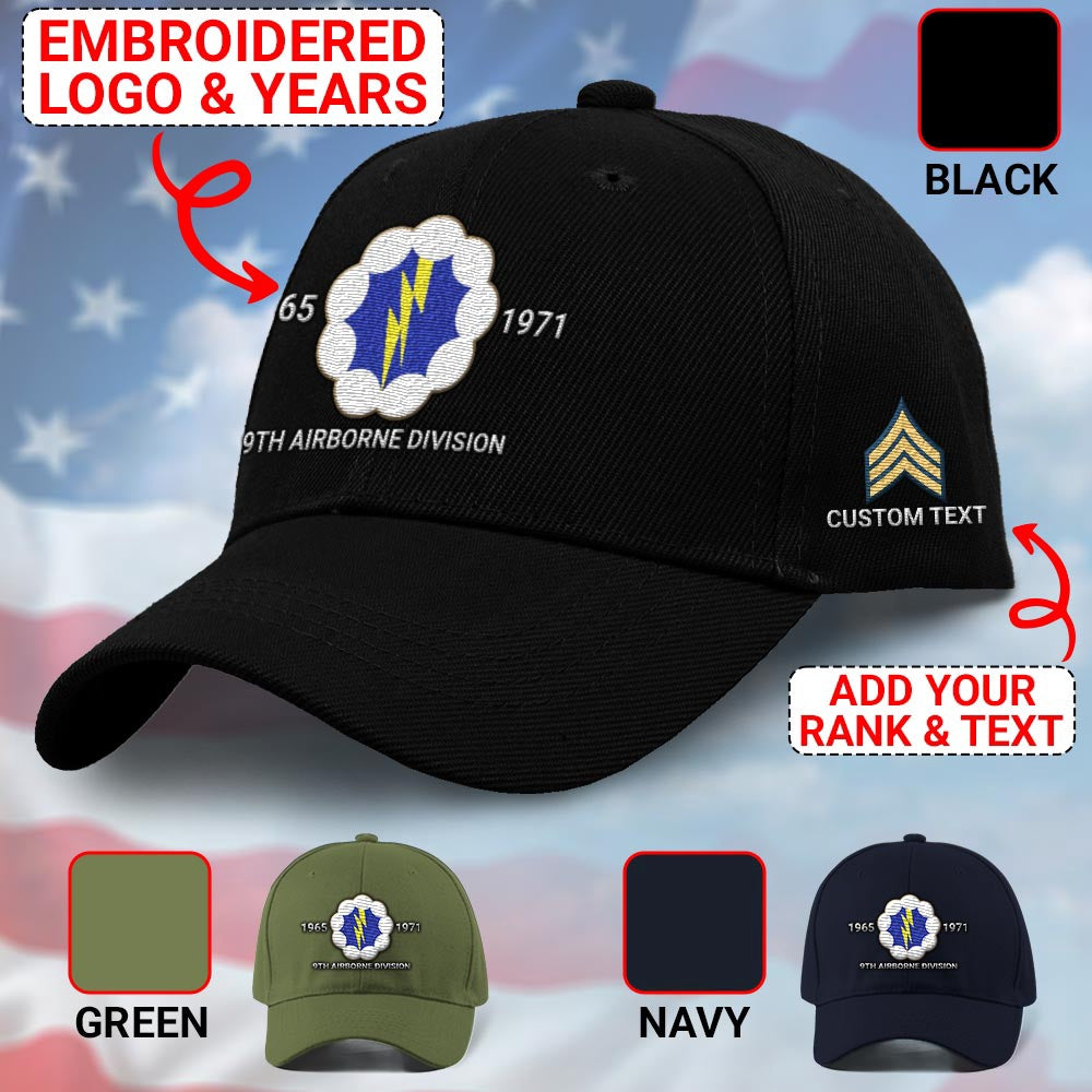 Us Army Veteran Caps, Customized 9Th Airborne Division Phantom World War Ii Division Embroidered Cap, Embroidered Dad Hat