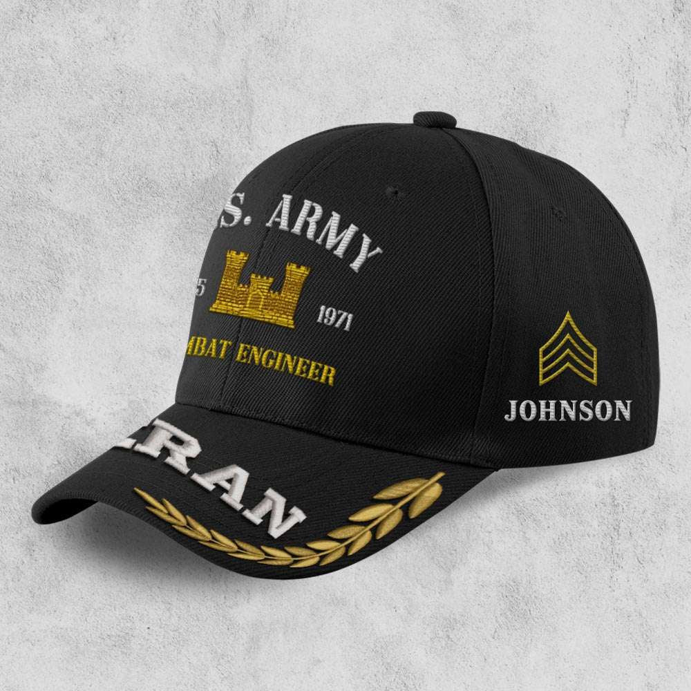 Us Army Veteran Caps, Customized  Army Branches Combat Engineer Embroidered Cap, Embroidered Dad Hat