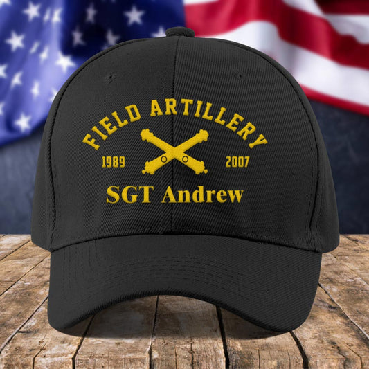 Us Army Veteran Caps, Customized  Army Branches Field Artillery SGT Andrew Embroidered Cap, Embroidered Dad Hat