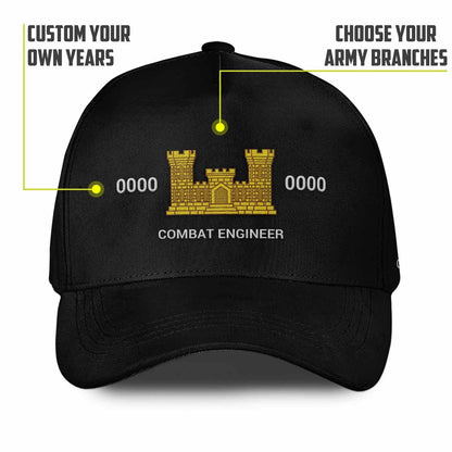 Us Army Veteran Caps, Customized  Army Insignias Combat Engineer Embroidered Cap, Embroidered Dad Hat