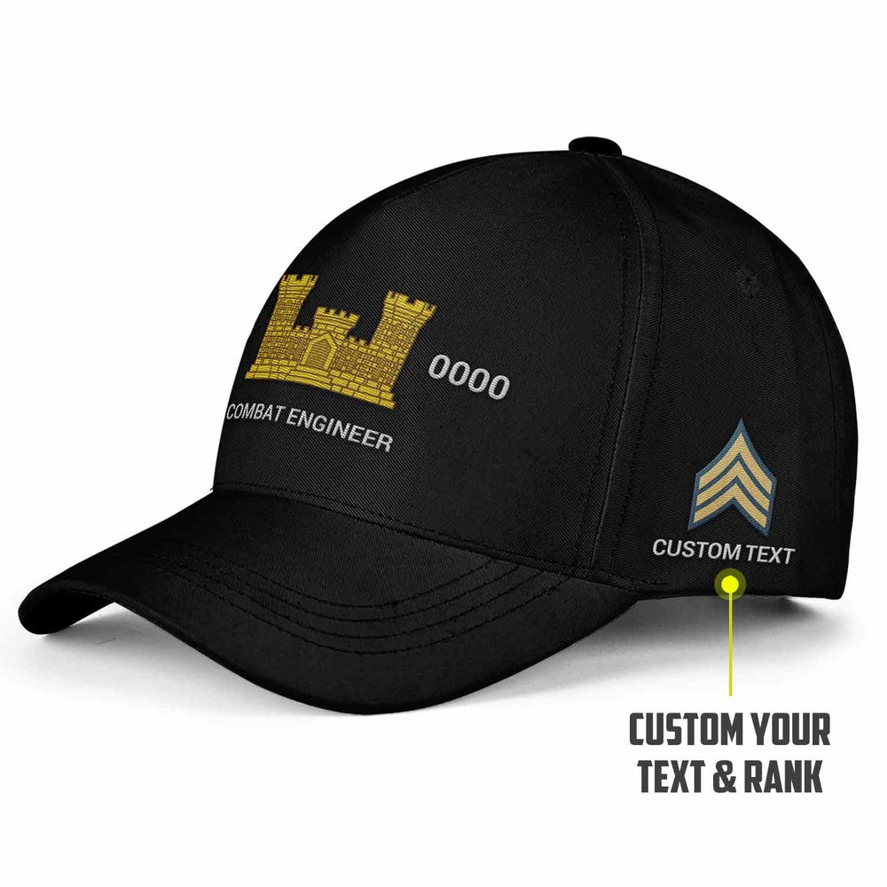 Us Army Veteran Caps, Customized  Army Insignias Combat Engineer Embroidered Cap, Embroidered Dad Hat