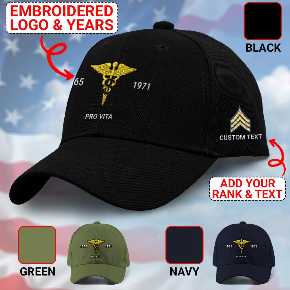 Us Army Veteran Caps, Customized Army Medical Specialist Embroidered Cap, Embroidered Dad Hat