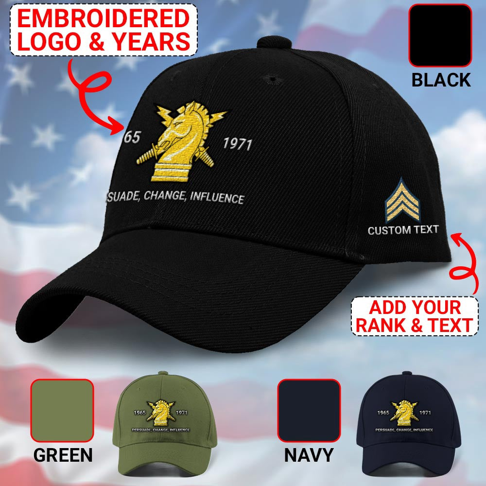 Us Army Veteran Caps, Customized Army Psychological Operations Embroidered Cap, Embroidered Dad Hat