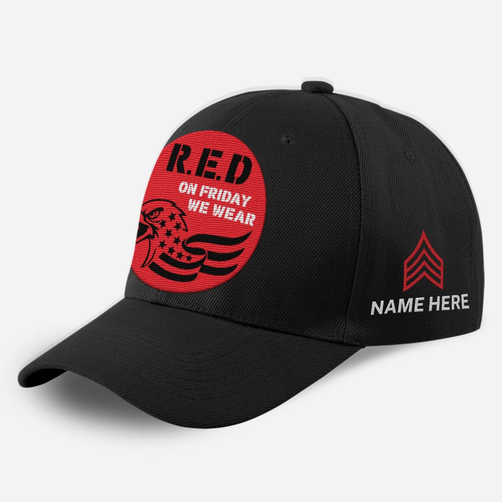 Us Army Veteran Caps, Customized  Army Red Friday On Friday We Wear Embroidered Cap, Embroidered Dad Hat