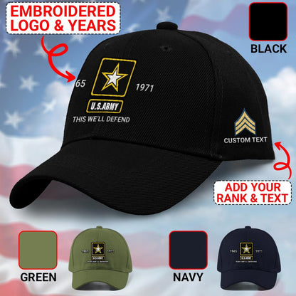 Us Army Veteran Caps, Customized Army Star Logo Before 2023 Embroidered Cap, Embroidered Dad Hat