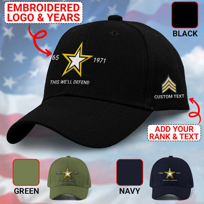 Us Army Veteran Caps, Customized Army Star Logo Since 2023 Embroidered Cap, Embroidered Dad Hat