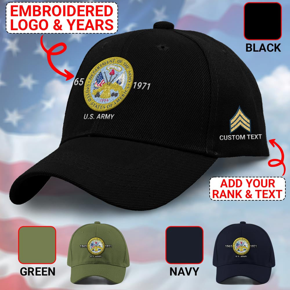 Us Army Veteran Caps, Customized Department Of The Army Embroidered Cap, Embroidered Dad Hat
