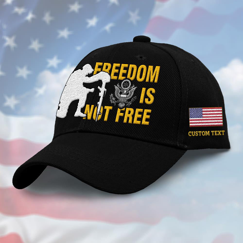 Us Army Veteran Caps, Customized Freedom Is Not Free Embroidered Cap, Embroidered Dad Hat