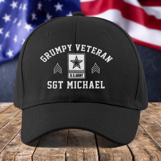 Us Army Veteran Caps, Customized  Grumpy Veteran Embroidered Cap, Embroidered Dad Hat
