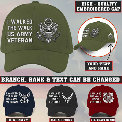 Us Army Veteran Caps, Customized  I Walked The Walk Us Army Veteran Embroidered Cap, Embroidered Dad Hat