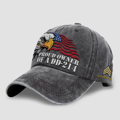 Us Army Veteran Caps, Customized Proud Owner Of A DD 214 Flag American Embroidered Cap, Embroidered Dad Hat