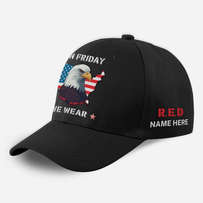 Us Army Veteran Caps, Customized  Red Friday Flag American We Wear Embroidered Cap, Embroidered Dad Hat