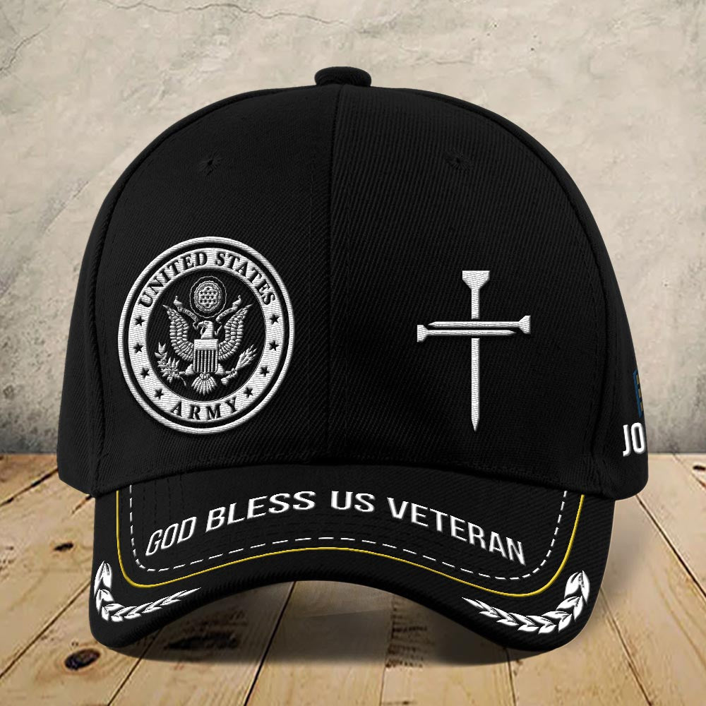 Us Army Veteran Caps, Customized  US ArmyGod Bless Us Veteran Embroidered Cap, Embroidered Dad Hat