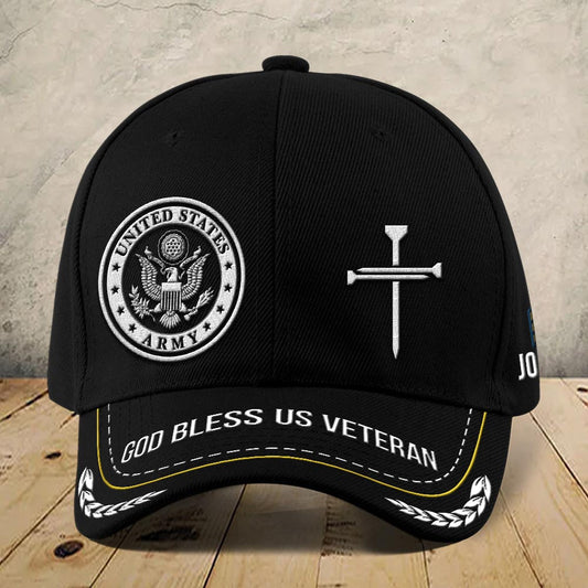 Us Army Veteran Caps, Customized  US ArmyGod Bless Us Veteran Embroidered Cap, Embroidered Dad Hat