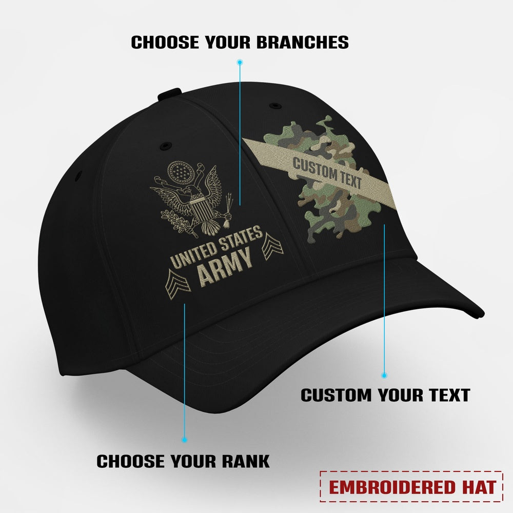 Us Army Veteran Caps, Customized  US Army Camouflage Veterans Camo Embroidered Cap, Embroidered Dad Hat