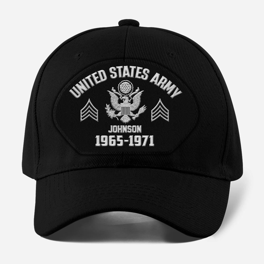 Us Army Veteran Caps, Customized  US Army Icon Rank Embroidered Cap, Embroidered Dad Hat