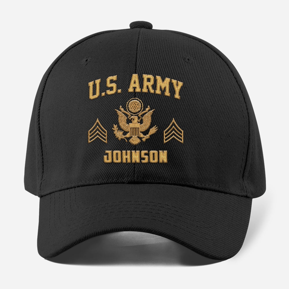Us Army Veteran Caps, Customized  US Army Logo Rank Embroidered Cap, Embroidered Dad Hat