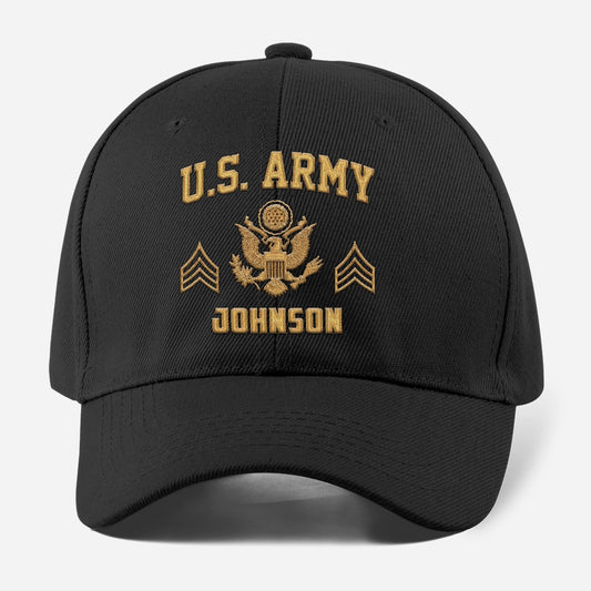 Us Army Veteran Caps, Customized  US Army Logo Rank Embroidered Cap, Embroidered Dad Hat