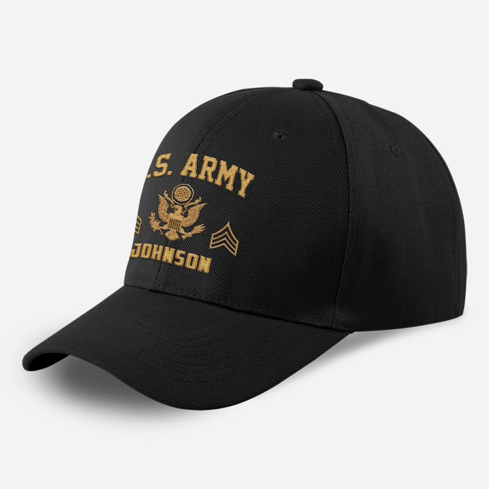 Us Army Veteran Caps, Customized  US Army Logo Rank Embroidered Cap, Embroidered Dad Hat