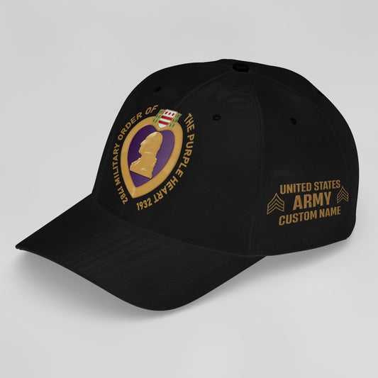 Us Army Veteran Caps, Customized  US Army Military Order Of The Purple Heart Moph Embroidered Cap, Embroidered Dad Hat