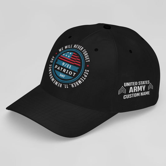 Us Army Veteran Caps, Customized  US Army Never Forget Patriot Day 911 Commemoration Embroidered Cap, Embroidered Dad Hat