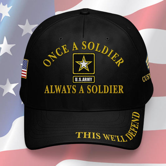 Us Army Veteran Caps, Customized  US Army Once A Soldier Always A Soldier Embroidered Cap, Embroidered Dad Hat