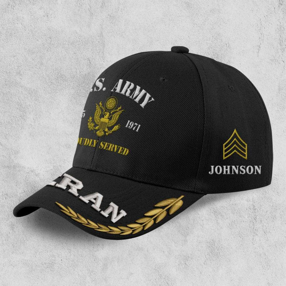 Us Army Veteran Caps, Customized  US Army Proudly Served Embroidered Cap, Embroidered Dad Hat